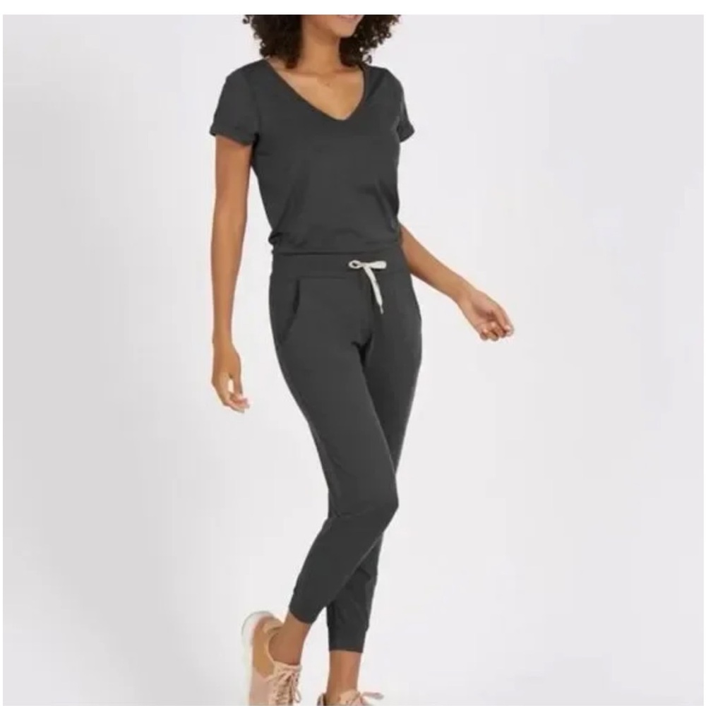 Vuori All Day V-Neck Jumpsuit - Charcoal Heather - Picture 2 of 13